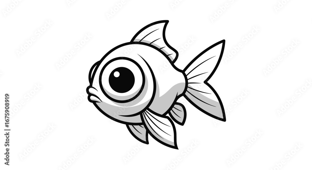 Obraz premium Cute cartoon goldfish illustration for aquatic pet lovers and ocean life enthusiasts