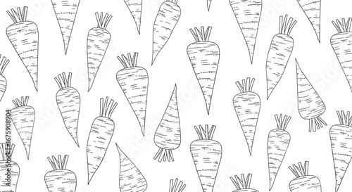 Charming hand drawn carrot pattern with a rustic farm fresh feel for autumn harvest celebrations