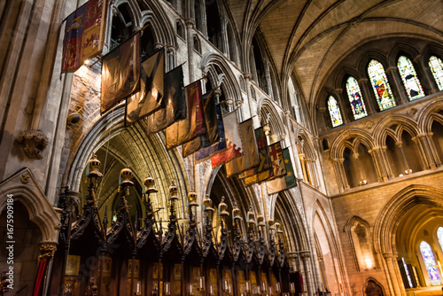 Photography Interior of St Patricks Cathedral in Dublin Ireland with vaulted ceilings and co