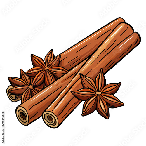 Warm and sweet, brown star anise and cinnamon sticks bring a festive aroma to holiday dessert and coffee