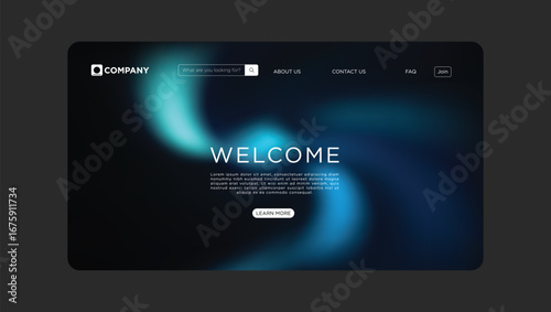 Modern website template with elegant blue gradient background for business or creative agency