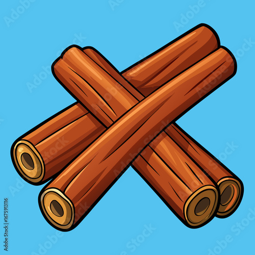 Aromatically spiced cinnamon sticks, a natural baking ingredient, are isolated on a crisp white background