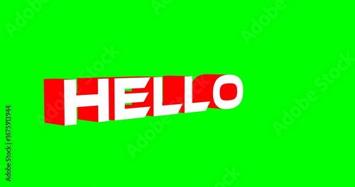 Hello text reveal animation with isolated green background, dynamic typography for greeting