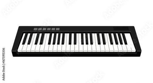 Sleek Black Electronic Keyboard with White and Black Keys.