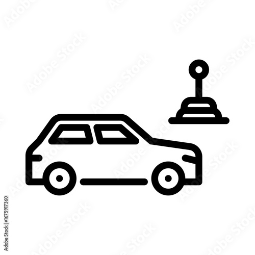 Gear stick outline icon. Manual transmission black line illustration.