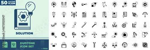 Solution Duotone Editable Icons set. Vector illustration in modern thin duotone style of Solution icons: solution, resolve, problem, etc