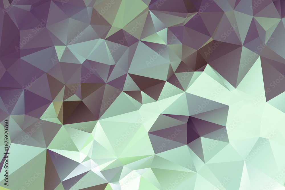 Obraz premium Abstract geometric low poly background with purple and light green gradient triangles pattern