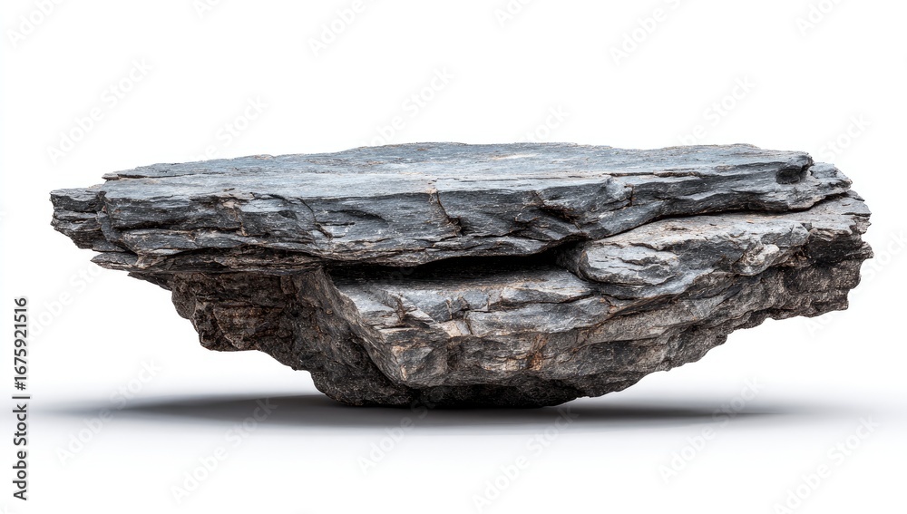 Fototapeta premium Gray rock platform isolated on white