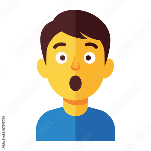Astonished expression face: Capturing the essence of shock and awe, the image portrays a person with an open mouth, exuding surprise in a minimalist style, a modern graphic design. 