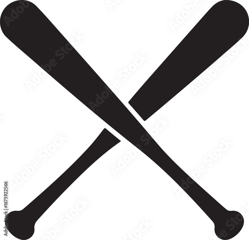 silhouette Vector crossed baseball bats icon