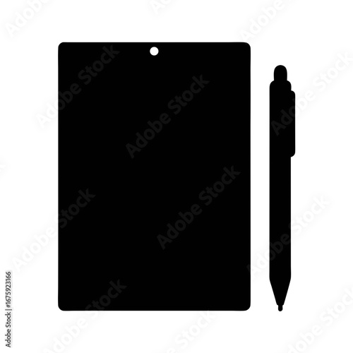 Explore digital notepad writing tablet with stylus for notes and sketches black silhouette