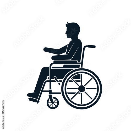 Determined silhouette of a person in a wheelchair moving forward with independence and resilience, symbolizing accessibility and empowerment.