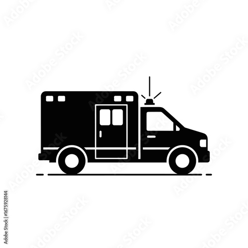Sleek black ambulance icon symbolizes urgent medical transport and emergency response services
