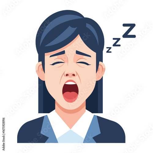 Tiredness Manifest: A fatigued individual, exhibiting a yawn, symbolizes the effects of tiredness or sleepiness, rendered in graphic detail.