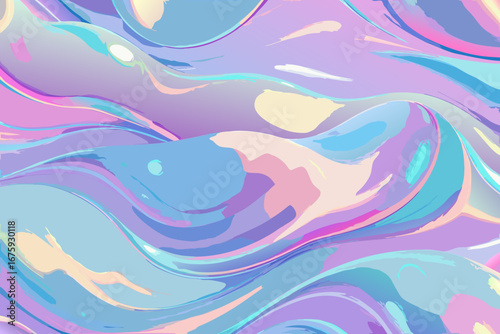 Dreamy pastel waves flow creating a serene, abstract, and modern visual symphony of color