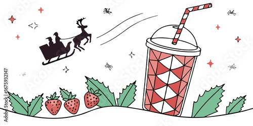 Design polygon strawberry Christmas mocktail cup…