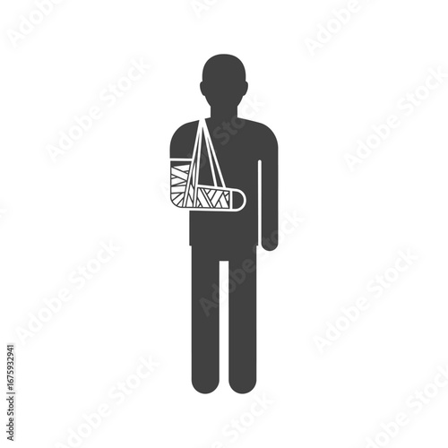 Person with injured arm in sling symbol representing healthcare, recovery, and medical care needs