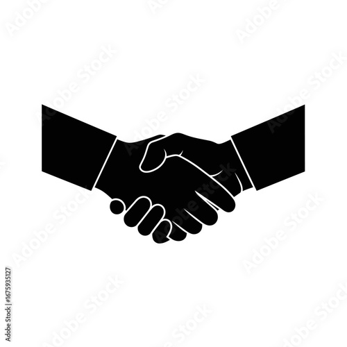 Confident business professionals sealing a deal with a firm handshake, symbolizing partnership and trust in a modern professional setting.