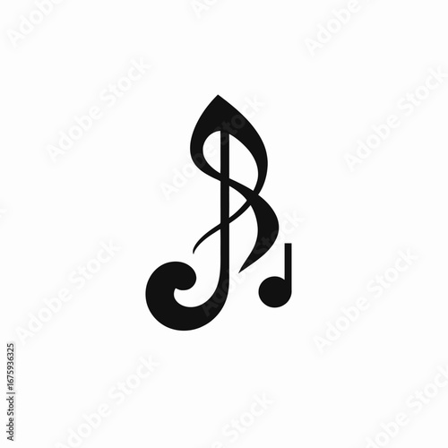 Musical elegance displayed, a graceful treble and note black silhouette