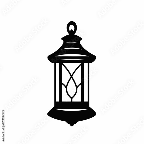 Ornamental lantern outline rendering, creating elegant, artistic lighting source silhouette