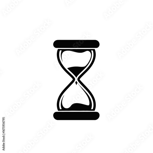 Classic hourglass with sand flowing, representing the passage of time silhouette