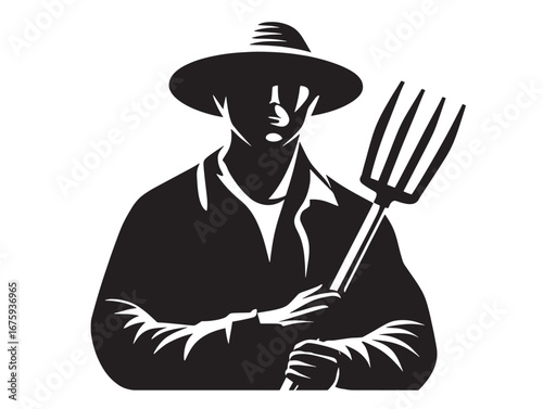 Simple Farmer Symbol in Classic Minimal Solid Vector Style
