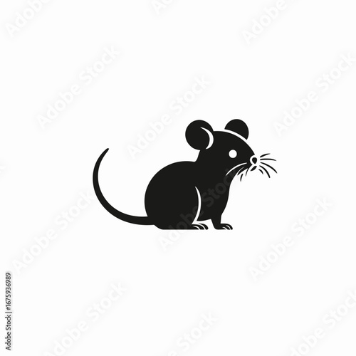 Minimalist rodent art presents a captivating mouse silhouette in dark monochrome