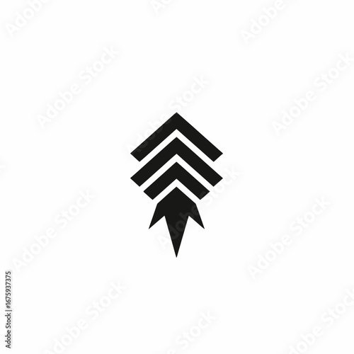 Ascending chevron hierarchy forming upward direction in striking black silhouette