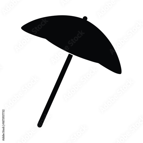 Beach umbrella vector icon summer vacation sun protection parasol silhouette illustration design element