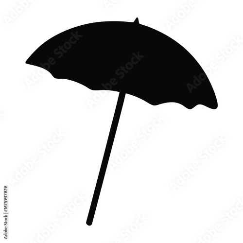 Umbrella beach parasol sunshade summer vacation protection silhouette icon vector illustration image