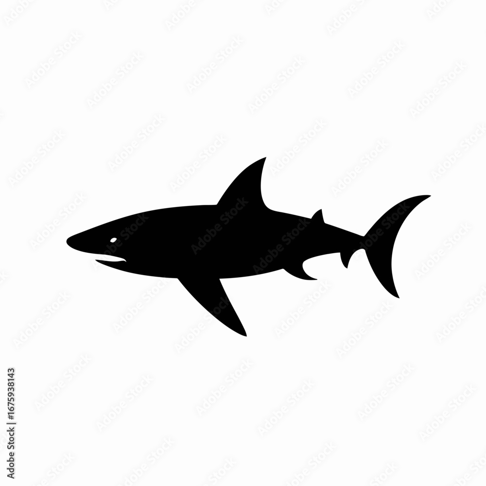 Fototapeta premium Majestic great white swimming in ocean, presented as a powerful silhouette