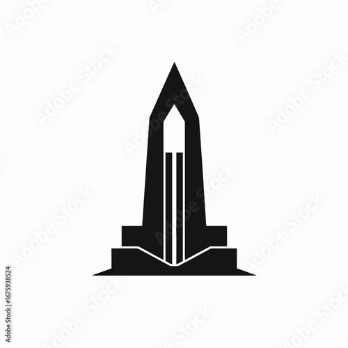 Modern abstract monument in simple shape graphic black silhouette
