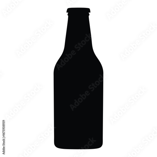 Isolated black beer bottle silhouette vector graphic for drink and beverage designs and logos