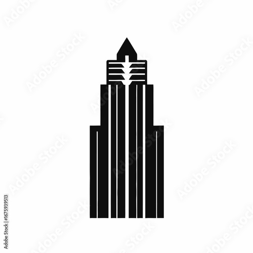 Modern architectural marvel on a minimalist black and white skyscraper silhouette