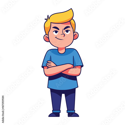 Confident Character Portrait: a digital illustration of a person with crossed arms, with a hint of arrogance