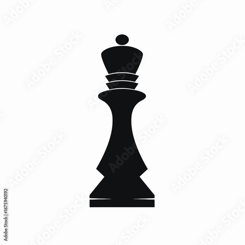 A single, powerful queen chess piece starkly rendered as a silhouette