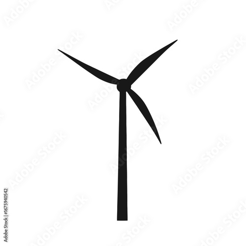 Simple monochrome renewable wind energy sustainable power source windmill silhouette