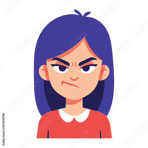 A Portrait of Fury: This striking portrait encapsulates pure frustration. A cartoon representation of a young woman radiates intense annoyance, showcasing her expressive and emotional nature.