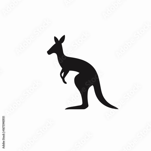 Striking kangaroo with distinctive black silhouette on white background illustration silhouette