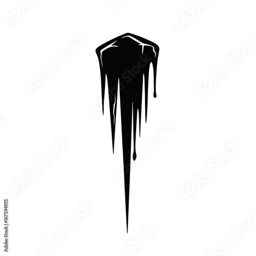 Dark, dripping, and dangerous icicle illustration against white background silhouette