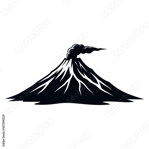 Dramatic volcano eruption illustration, perfect for adventure travel designs or impactful environmental campaigns, showcasing nature's raw power and beauty