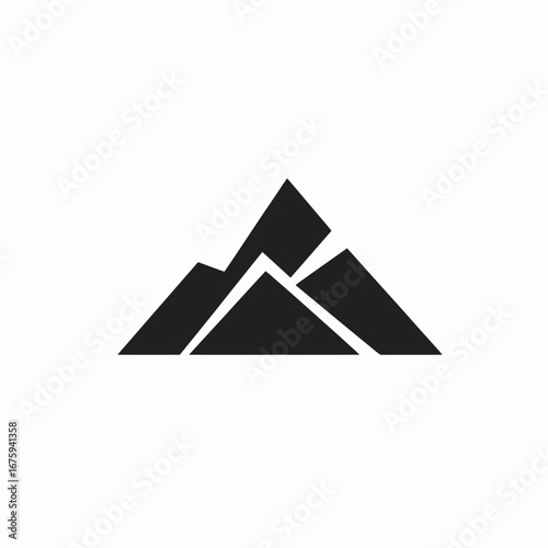 Bold triangular mountain peaks representing abstract nature, black graphic mountain silhouette