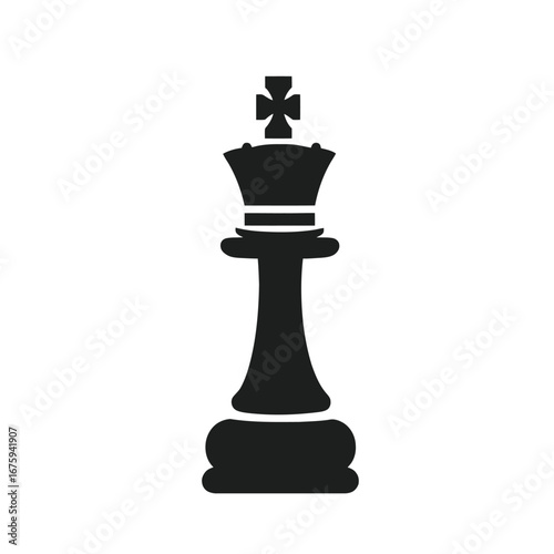 Powerful chess king graphic with its strategic game piece shown in silhouette