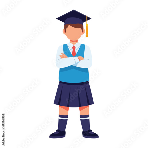 Future Graduate: A determined student stands proudly, donning a graduation cap, ready to embark on a journey of learning and self-discovery.