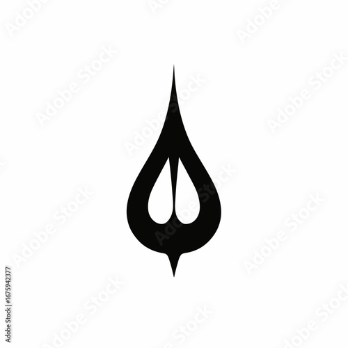 Abstract floral teardrop design creates bold modern graphic element silhouette