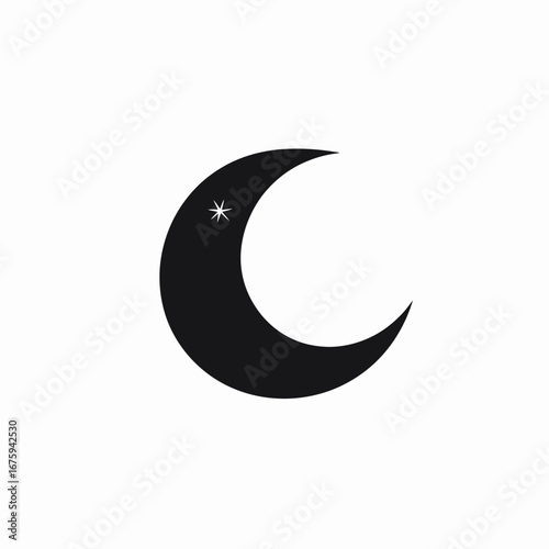 Celestial crescent moon shining bright above, a magical night silhouette