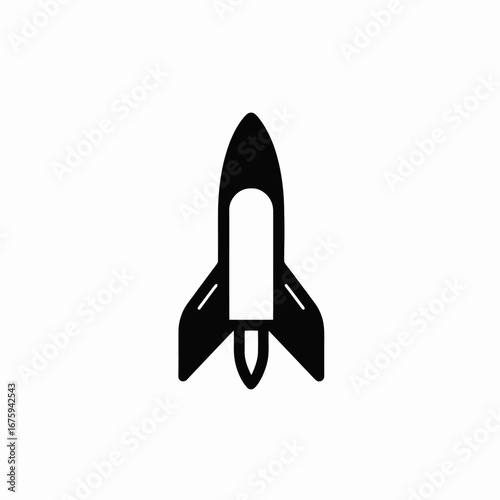 Bold cosmic rocket ship, ready for launch black vector silhouette