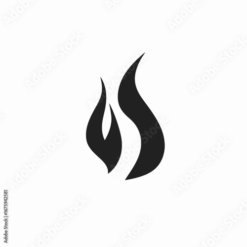 Simple graphic flames logo design in minimalist black and white silhouette