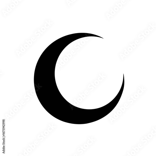 Crescent moon shines brightly in the dark vector night sky silhouette