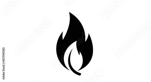 Abstract Black Fire Leaf Symbol.